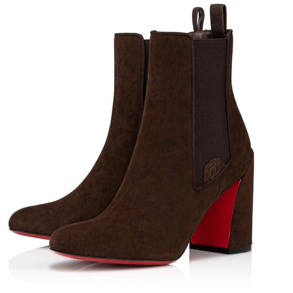Christian Louboutin Shoes - Christian Louboutin Turelastic 85 Cosme Brown Block Heel Short Ankle Bootie 39.5